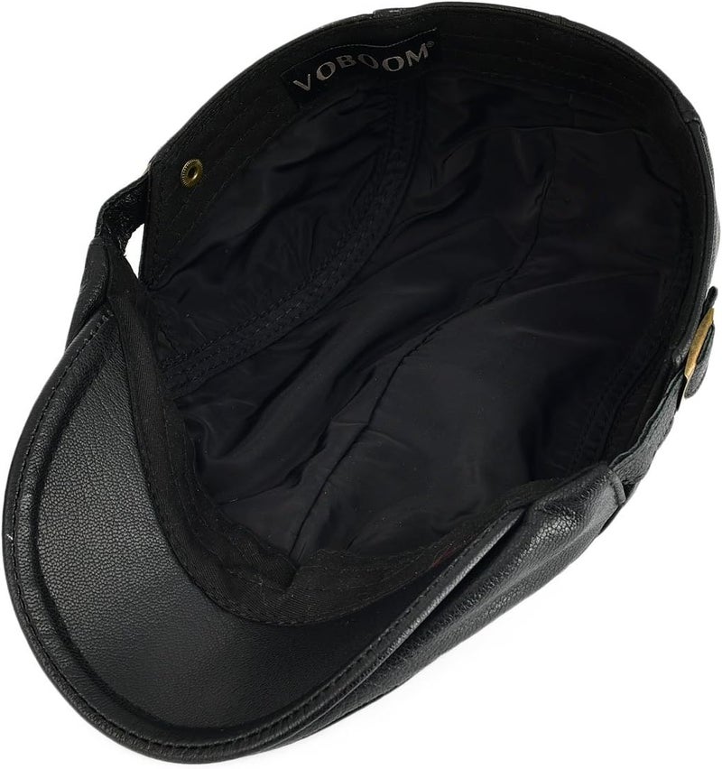 VOBOOM Men Women Adjustable Genuine Leather Ivy Cap Newsboy Hat - Image 5